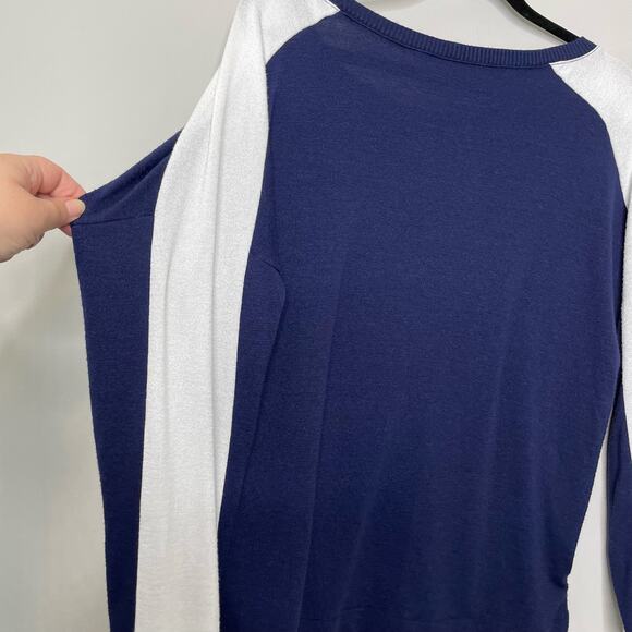 Gap Sweater Round Neck Sweater Color Block Striped Detail‎ 90s Y2K Vibes Blue L - Picture 6 of 11